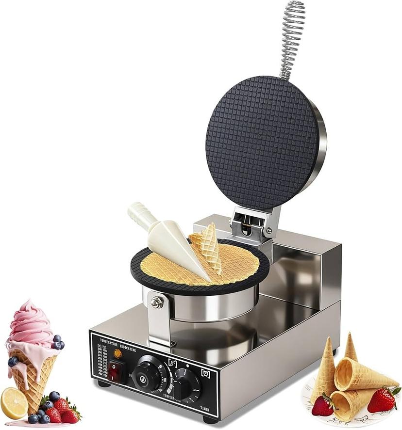 Single Plate Cone Waffle Machine